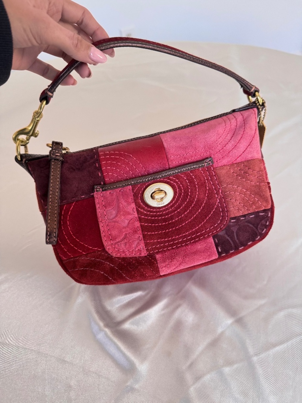 Vintage Coach Legacy Ergo Patchwork Suede & Leather Shoulder Bag